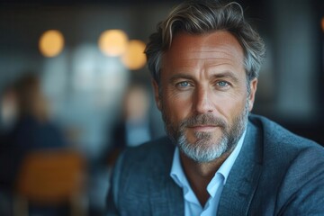 Fototapeta premium an engaging meeting scene with a businessman and financial advisor discussing investment strategies with clients in a sleek office conveying professionalism and financial empowerment
