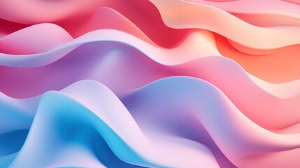 Obraz premium Abstract waves in soft pink and blue hues create a serene, flowing visual experience.
