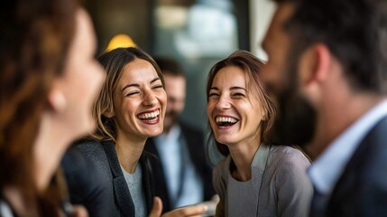 Obraz premium Joyful Group Sharing Laughter in a Social Setting
