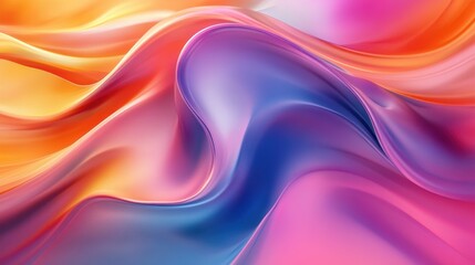 Fototapeta premium A vibrant wave of colorful satin-like fabric, blending warm and cool tones in a fluid motion.