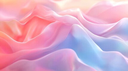 Obraz premium A close-up of soft, flowing silk fabric in pastel shades of pink and blue, creating a dreamy and ethereal atmosphere.