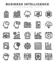 Vector Business Intelligence types icon set in Lineal style. vector illustration.