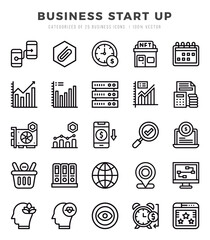 Set of Business Start Up Icons. Simple line art style icons pack.