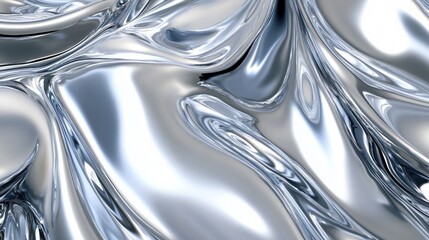 A mesmerizing close-up of smooth, reflective metallic surface with flowing, liquid-like textures.
