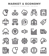 Market & Economy Lineal icons collection. 25 icon set in a Lineal design.