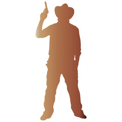 Cowboy Silhouette on White Background. Vector Graphic Illustration in Colorful Design