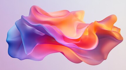 Obraz premium Abstract colorful flow of soft, translucent fabric-like shapes in vibrant hues of pink, orange, and blue.