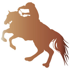 Cowboy with Horse Silhouette. Vector Illustration in Gradient Color Design