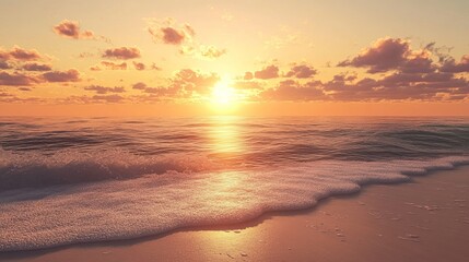 The beach at sunset is a breathtaking spectacle, where the sky is painted with a stunning palette of warm oranges, pinks, and purples as the sun sinks below the horizon.