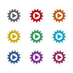 Video marketing icon. Video settings icon isolated on white background. Set icons colorful