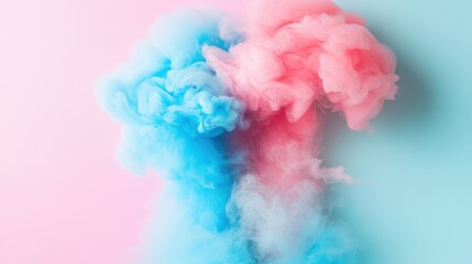 Fototapeta premium A striking fusion of pink and blue inks blends beautifully in water, forming captivating swirling shapes and patterns