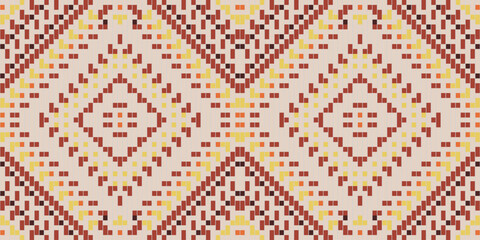 Embroidery Traditional Dishcloth Knitting Patternfolk Embroidery, Aztec Geometric Ornament Print. Design for Carpet, Wallpaper, Clothing, Wrapping, Fabric