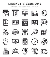 Market & Economy Lineal icons collection. Lineal icons pack. Vector illustration