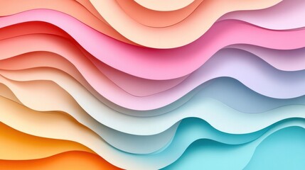 Obraz premium Colorful, flowing waves of pastel shades create a vibrant and dynamic abstract background.
