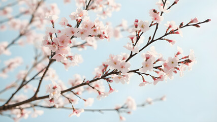 Delicate Cherry Blossoms Against a Clear Sky
