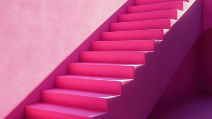 Fototapeta premium Vibrant pink staircase with smooth, bold steps creating a lively and modern atmosphere.