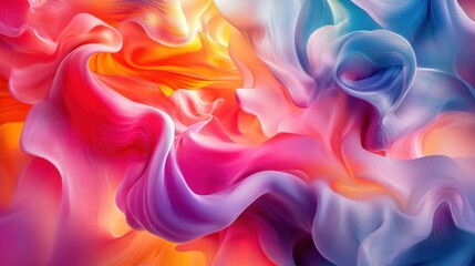 Obraz premium A vibrant and colorful abstract swirl of flowing shapes in warm and cool hues, creating a dynamic visual experience.
