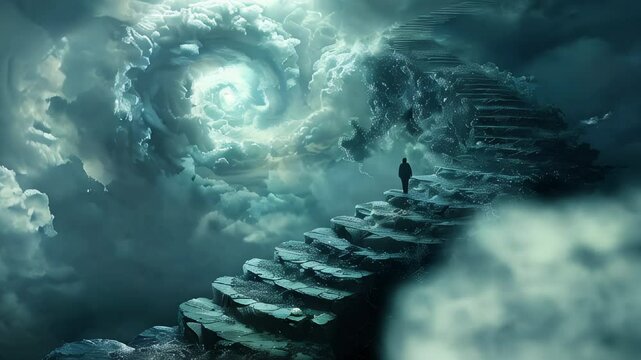 Stairway to heaven leading nowhere - dead end, meaningless life concept