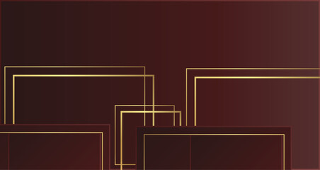 Abstract design featuring intersecting maroon rectangles outlined in gold