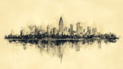 Obraz premium Regina, Canada, color pen pencil hand-drawn effect drawing illustration for travel poster, card, wallpaper, backdrop or banner. Modern, clear, artistic and simple