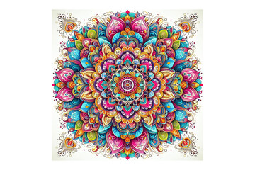 Colorful Mandala Design, White Background