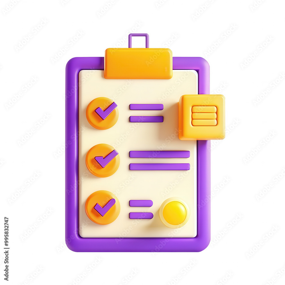 Poster a vibrant and modern checklist icon featuring checkmarks and buttons, ideal for representing tasks o
