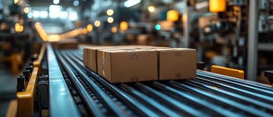 A factory floor with machines producing biodegradable packaging materials, biodegradable packaging production, sustainable manufacturing