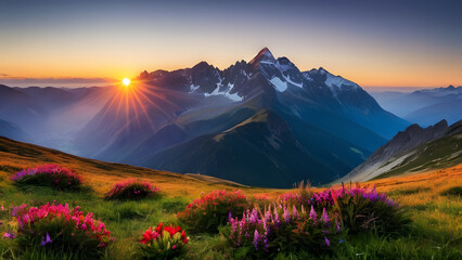 sunrise in the mountains