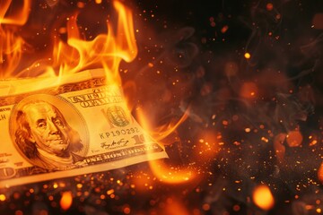 Burning dollar. , background blur