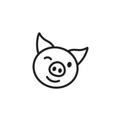 Obraz premium Smiling cheerful cute pig. Vector on white background.