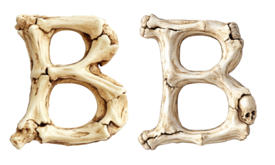 letter font "B" made of bones and skulls for halloween parties and horror festivals