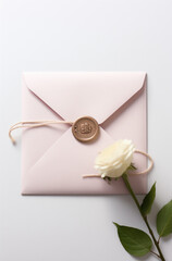 Pink envelope with roses.