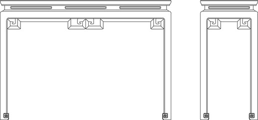 Vector sketch illustration silhouette design of old traditional ethnic table furniture with classic carvings