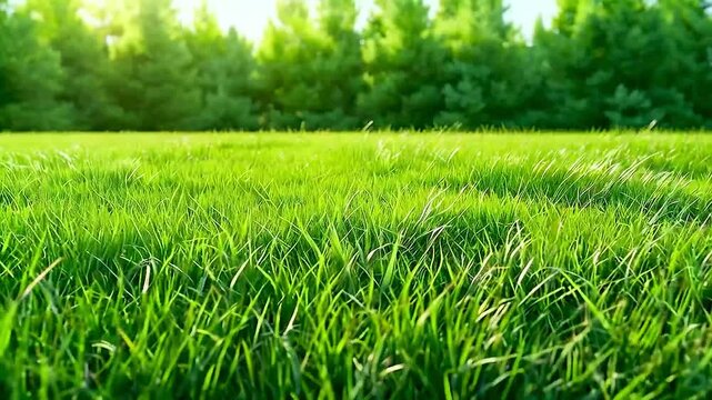 a lush green lawn  and  trees  in the background