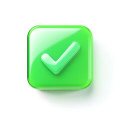 A green approval icon, typically represented with a checkmark or tick, symbolizing confirmation, success, or a positive action.