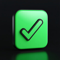 A green approval icon, typically represented with a checkmark or tick, symbolizing confirmation, success, or a positive action.
