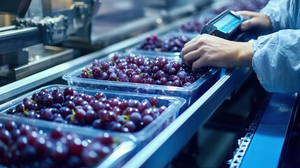The Grapes on Conveyor Belt