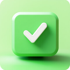  green approval icon, typically represented with a checkmark or tick, symbolizing confirmation, success, or a positive action.
