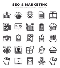 SEO & Marketing Icon Bundle 25 Icons for Websites and Apps