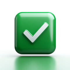  green approval icon, typically represented with a checkmark or tick, symbolizing confirmation, success, or a positive action.