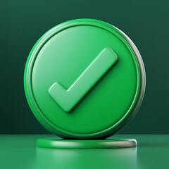  green approval icon, typically represented with a checkmark or tick, symbolizing confirmation, success, or a positive action.