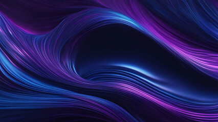 Obraz premium Abstract shiny metallic blue and purple liquid waves. The dark blue backdrop,