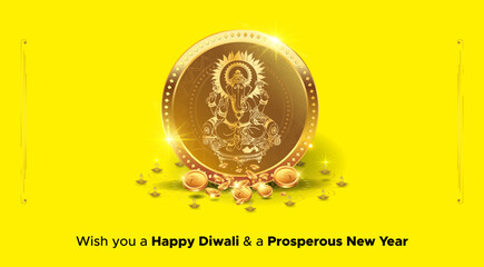 Golden coins background for Indian dhanteras diwali festival.