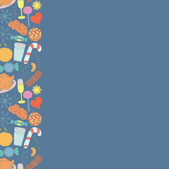 Seamless christmas frame. New year background. Doodle illustration with christmas and new year icons