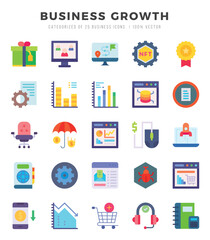 Business Growth icons set. Collection of simple Flat web icons.