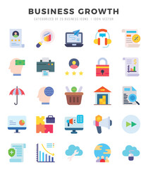 Business Growth elements. Flat web icon set. Simple vector illustration.