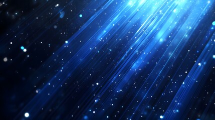 Obraz premium Vector Abstract, science, futuristic, energy technology concept. Digital image of light rays, stripes lines with blue light, speed and motion blur over dark blue background. 