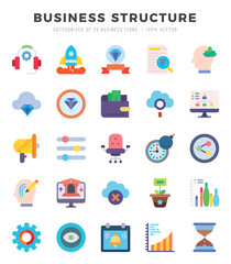 Vector icons set of Business Structure. Flat style Icons.