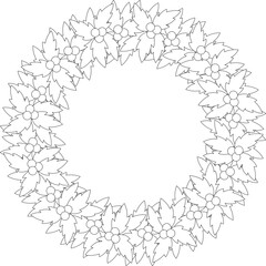 Wreat Holly Berry Christmas Decor Outline