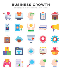 Vector Business Growth types icon set in Flat style. vector illustration.